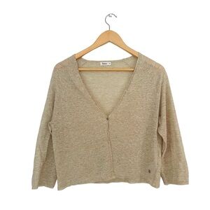 YERSE Linen Blend Cardigan Beige Open-Front Sweater